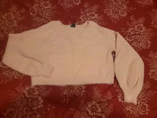 Rue 21  Cropped Pink Fuzzy Sweater