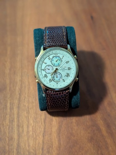 Vintage 90s Citizen Chronograph Alarm Gold Tone Quartz Watch