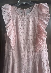 Entro M Light Pink Eyelet Lined Jumpsuit Wide Leg Cotton/Rayon Lining