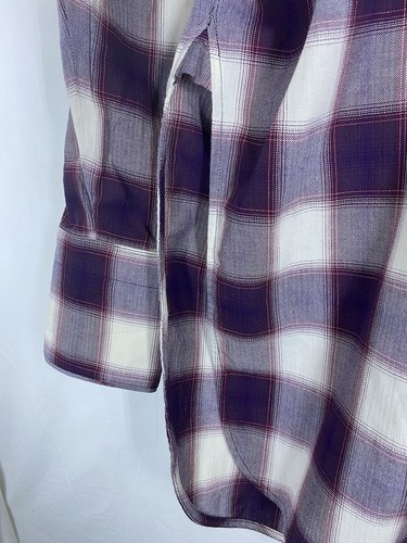 Elizabeth and James Shirt Womens XS Maroon Plaid Button Up Long Sleeve Tunic USA - Picture 5 of 10