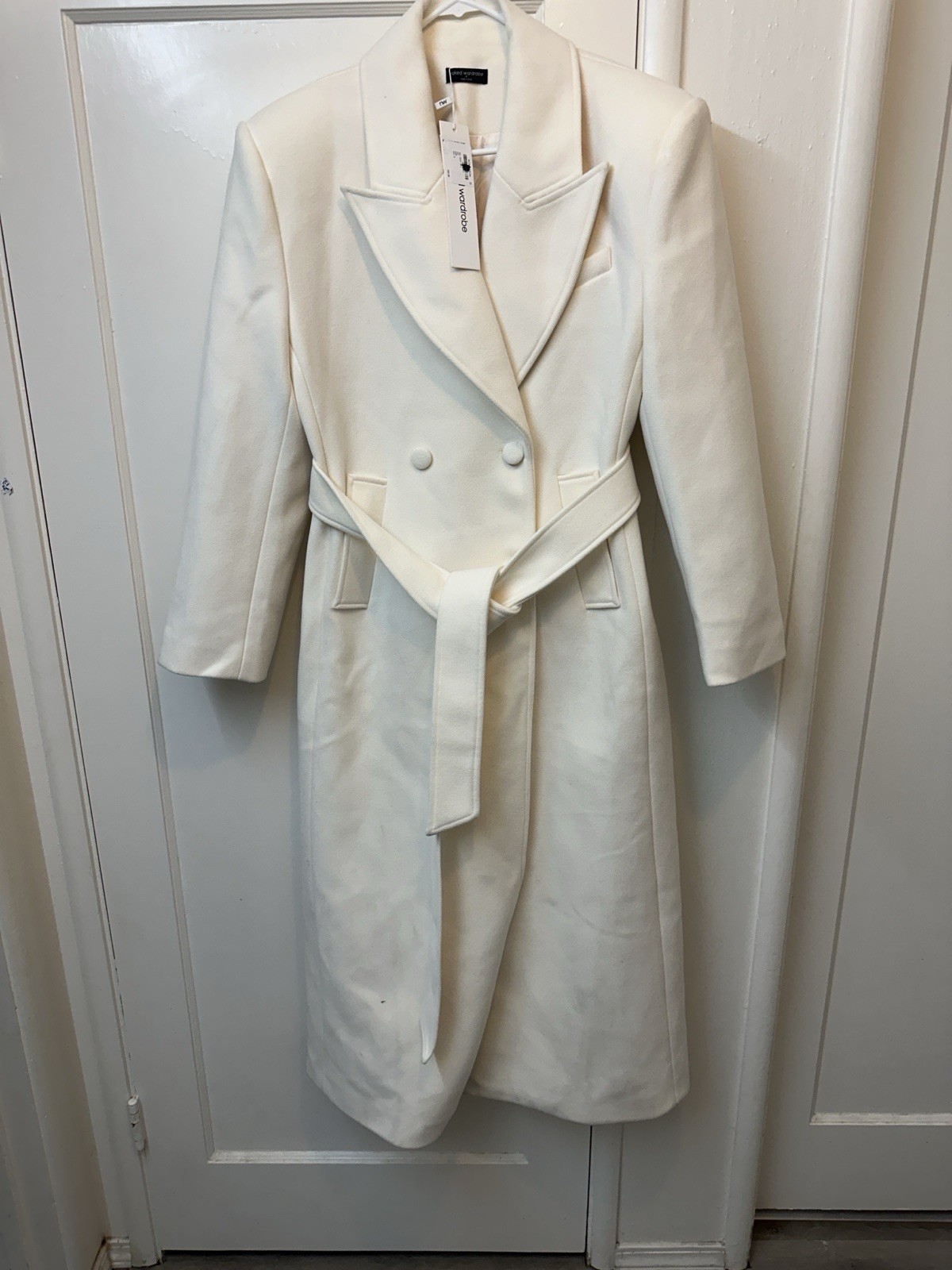 Naked Wardrobe Ivory Power Oversized Heavy Trench Coat Medium-image