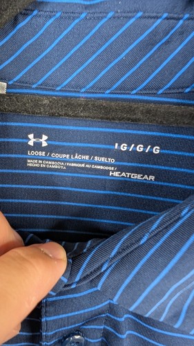 Under Armour Golf Poloshirt Herren Größe L Blau HeatGear Kurzarm Gestreift - Bild 9 von 19