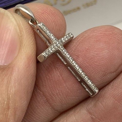 Zarter kleiner Kreuz Anhänger Zirkonia 925 Sterling Silber - Bild 3 von 9