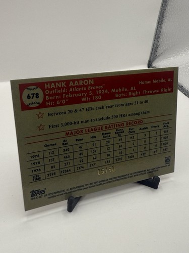 2021 Topps Chrome Platinum Anniversary - Hank Aaron #678 Gold & Rose Gold /50 - Picture 7 of 8