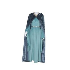 Womens Queen Susan Costume Retro Velvet Gown Hooded Cloak Robe Small Blue