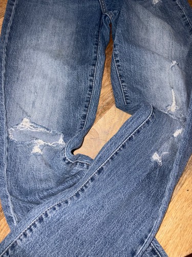 Eunina Womens 27x28 Classic Distressed Medium Wash Jeans Zip Pockets - Picture 2 of 8
