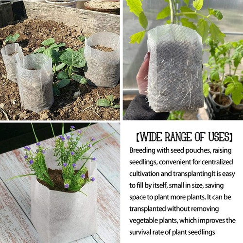 100pcs Grow Bags Biodegradable Non-Woven Plant Nursery Fabric Seedling Pots - Picture 7 of 7