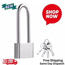Stainless Steel Long Shackle Padlocks with 4 Keys Outdoor Shed Weatherproof 70mm
