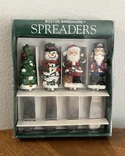 Vintage 1999 Christmas Boston Warehouse Cheese Spreaders Set of 4 Holiday