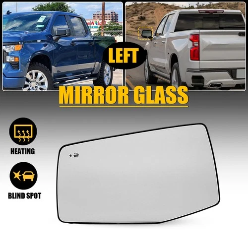 For 19-24 GMC Sierra 1500 Regular Cab Left Side Heated Mirror Glass w/Blind Spot