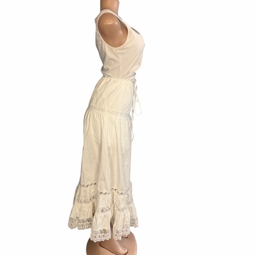 Neu mit Etikett Commense Damen-Maxirock weiß Stufen Boho Flora Spitze Größe Small  - Bild 3 von 8