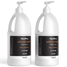 Nicpro 2 Pack White Large Acrylic Paint Set 69 oz, 2040 ml Rich Art Painting