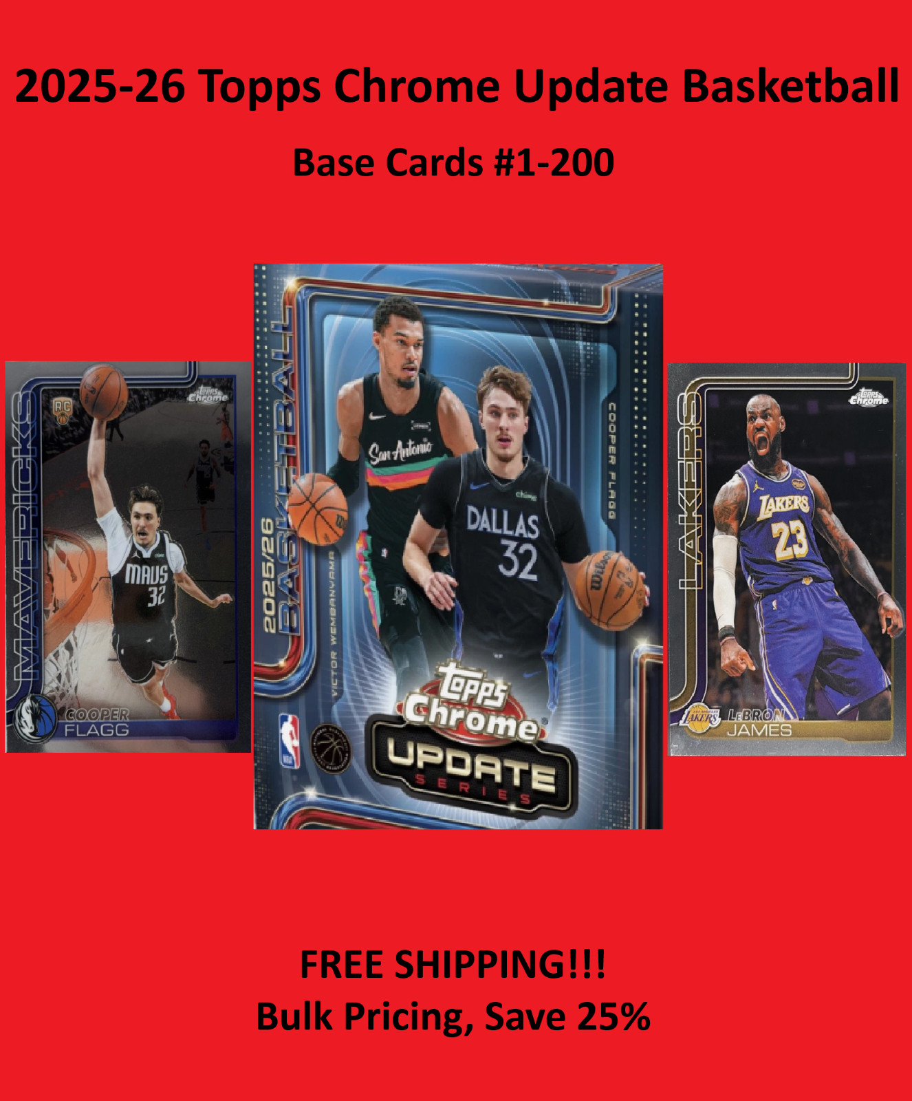 2025-26 Topps Chrome Update Basketball- PICK YOUR CARD (Base #1-200) Flagg RC
