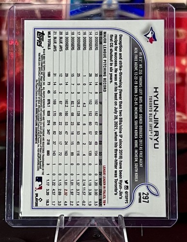 2022 Topps Chrome Sapphire Edition - Hyun-Jin Ryu #297 - color match - Blue Jays - Picture 2 of 2