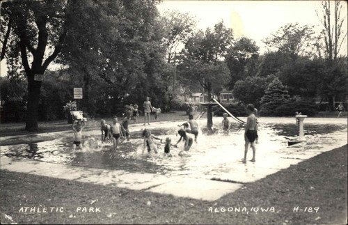 ALGONA IOWA IA Athletic Park SWIMMING POOL RPPC Real Photo Postcard - Picture 1 of 2