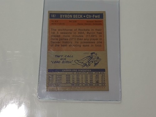 1972-73 Topps - Byron Beck #187 - Imagen 2 de 2