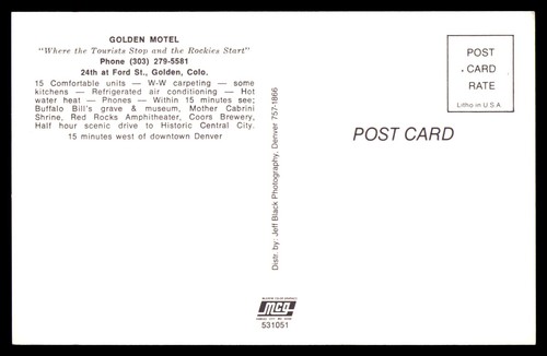 Postcard Golden Motel Exterior View, Golden, Colorado - Picture 2 of 2