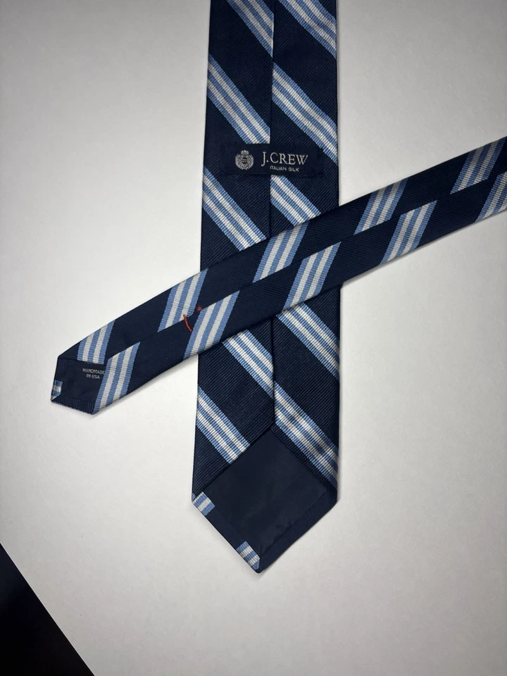Corbata J Crew para hombre 100 % seda azul a rayas estrecha ajustada corbata Repp  Foto 3 de 4