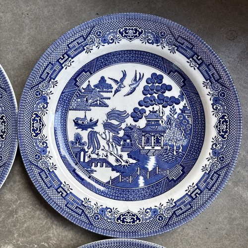 Juego de 4 platos de cena vintage Churchill Blue Willow England 10 1/4 pulgadas - Imagen 2 de 7