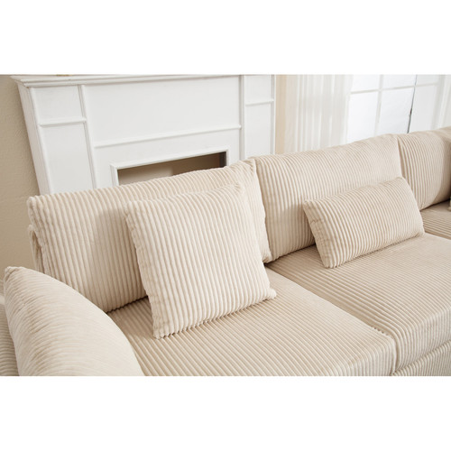 Oversized Modular Corduroy Sectional Sofa (Beige) - Picture 7 of 21