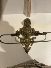 Figural Baroque Heavy Brass Towel Rack in Medieval Costume ca. 1890