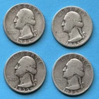 Lot of Four 1932 Silver Washington Quarters - First Year of Strike!