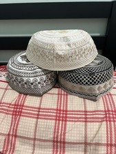 3 pc Muslim Islamic Prayer Hat for Men with , Turkish Textured , Topi  Men,