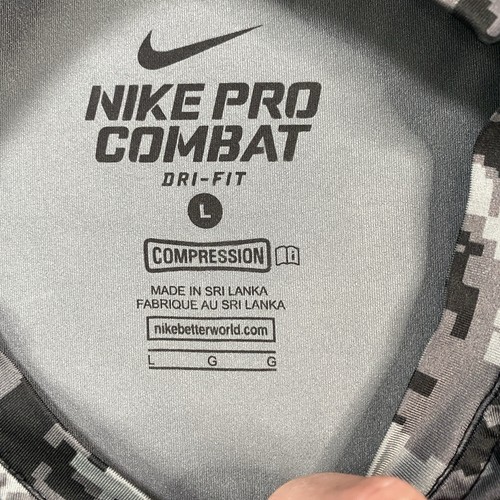Nike Pro Combat Shirt Mens Large Dri Fit Compression Digicam Camo Urban Gym Logo - Picture 7 of 15