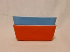 Vintage (2) Pyrex Refrigerator Dishes -   1-1/2 PT - 502-B Blue & 0502 # 2 Red