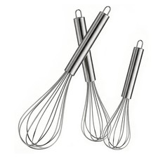 OOKUU Stainless Steel Wire Whisk Set - 3 Packs 3 Pack Whisk, Sliver