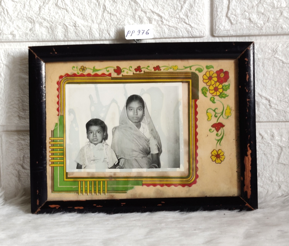 1930s Vintage Mother & Son B&W Photograph Wooden Glass Decor Wall Frame ...