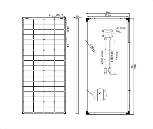 PERC Mono 180W 12V Solarpanel Solarmodul Photovoltaikmodul ideal für Wohnmobi... - Bild 4 von 5