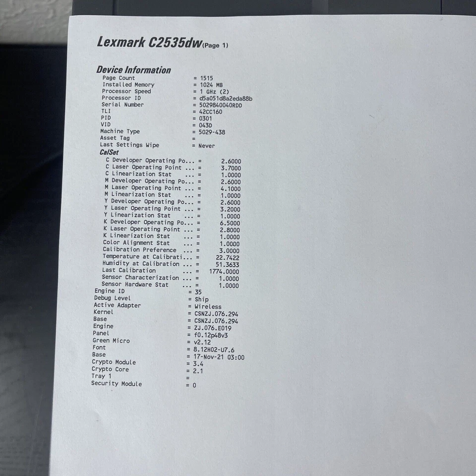 Lexmark C2535 Laser Color Printer Network Wifi & USB Page Count 1515 - Image 3 of 4