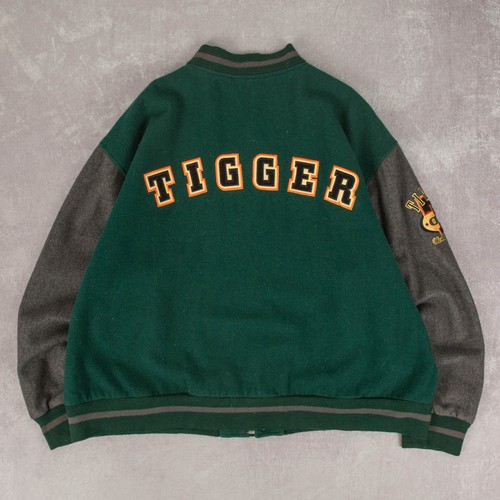 Walt Disney Vintage 90s Tigger Wool Bomber Jacket 2XL Men's Green Embroidered - Picture 2 of 6