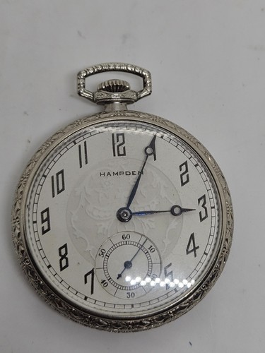 Antique Working 1918 HAMPDEN 307 Gents 17J Gold G.F. Art Deco Pocket Watch 12s - Picture 13 of 16