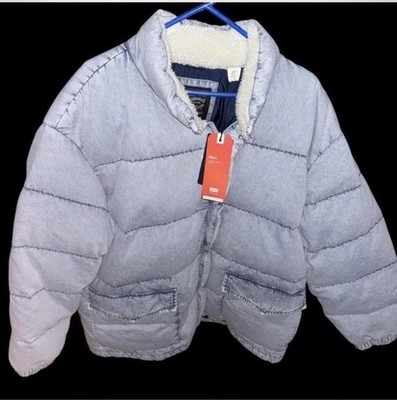 Levi's Down Fill Denim Puffer Jacket XXL Stonewash Blue New $198