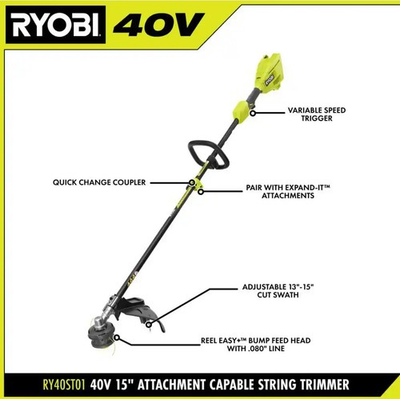 #ad Ryobi RY40ST01B 40V 15quot; Expand It Attachment Capable String Trimmer TOOL ONLY $54.99