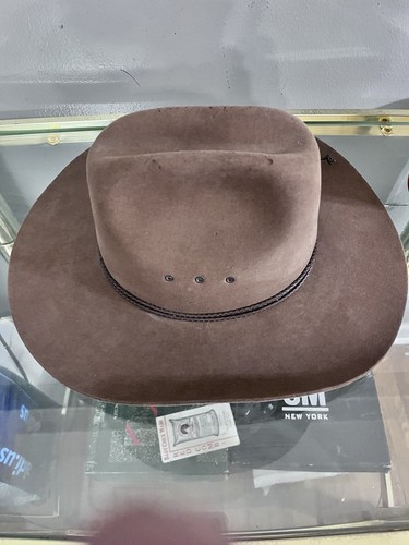 VTG STETSON J. B. Stetson XXXX 4X cowboy hat size 7 1/2 Dark Suede BEV. FUR - Picture 8 of 11
