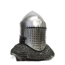 Spoleto Bascinet Helmet with Extra Eye-Bars   Armored Combat Reenactment Helmet