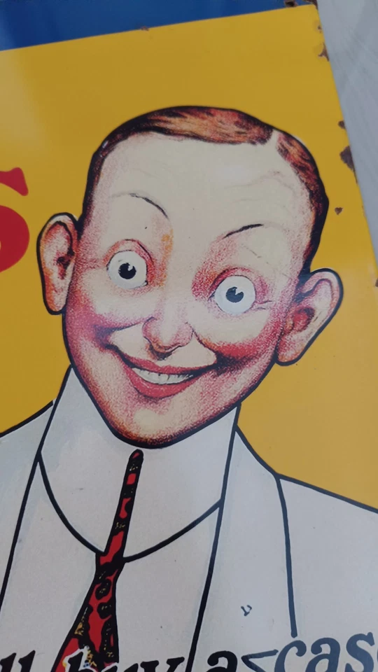 Letrero de plato de cerveza de raíz extremadamente raro antiguo contrata Josh Slinger no porcelana Foto 4 de 4