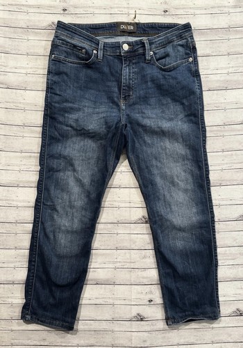 Jeans DU/ER uomo L2X slim fit taglia 34x30 blu denim pantalone elasticizzato Coolmax tutte le stagioni - Foto 2 di 14