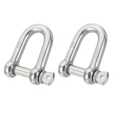 2Pcs 1/2"(12.94mm) 316 Stainless Steel D Shackle for Boat Chain, Silver Tone
