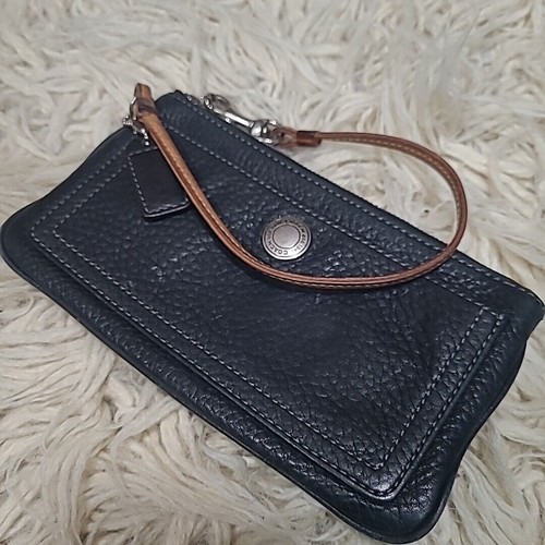 COACH Chelsea Black Pebbled Leather Zip Wristlet Wallet 7 x 4.5 in. - Picture 4 of 9