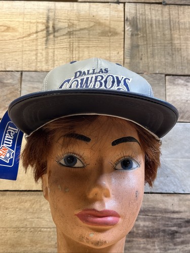 Vintage 90’s Dallas Cowboys Modern Brand Leather Snapback Hat Cap NWT Grey Blue - Bild 4 von 24