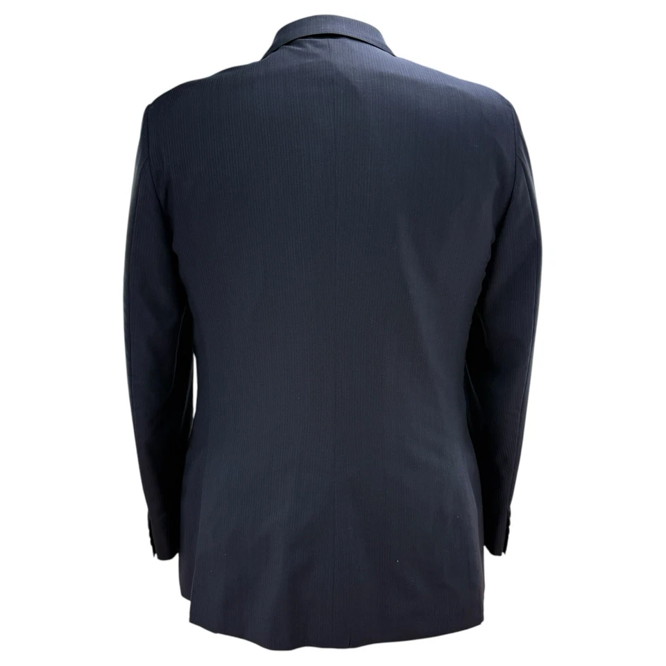 Jaqueta Bartorelli Napoli azul listra preta lã 2 peças terno 2 botões 40R 35x30 - Imagem 3 de 4