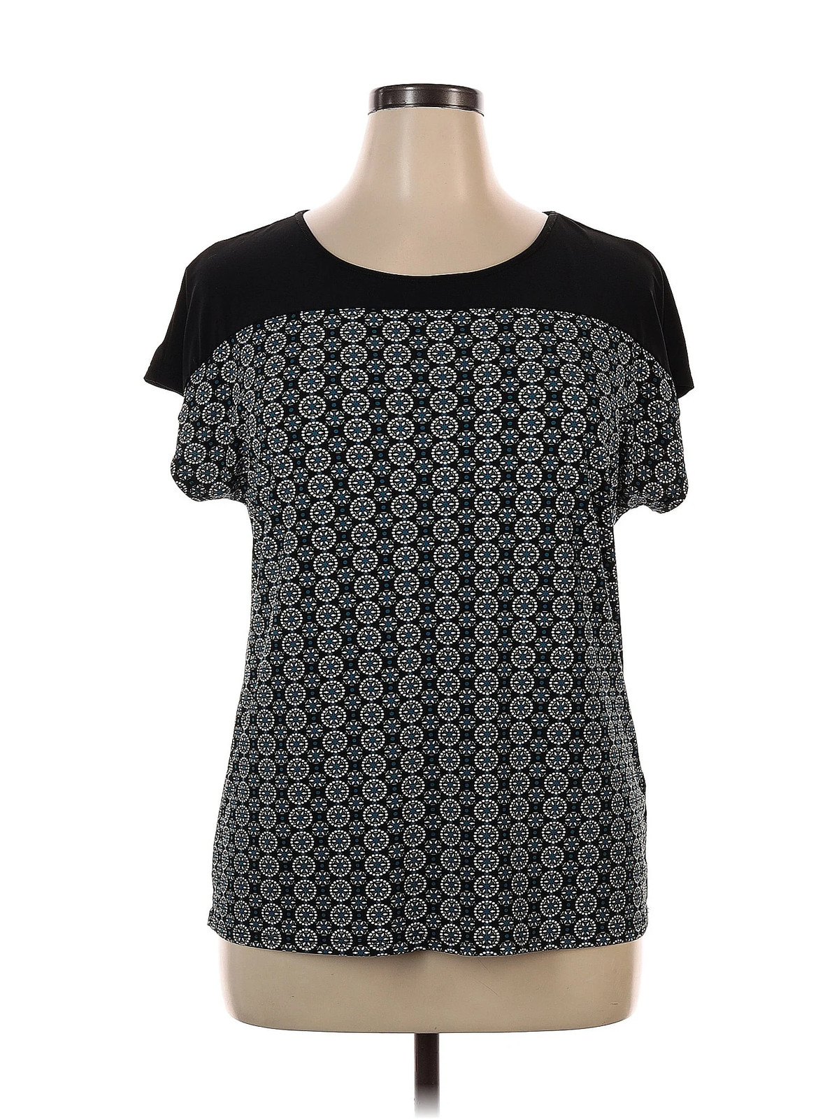 Ava James Women Black Short Sleeve Top XL - image 1