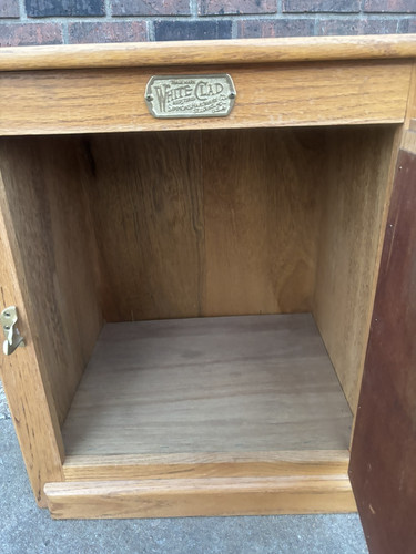 Vintage Set 2 White Clad Oak Icebox Chest End Table Nightstands - Picture 6 of 13