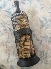 Cork Holder with Corks Decorative Caged  Wine Bottle Shaped Country Decor Farm