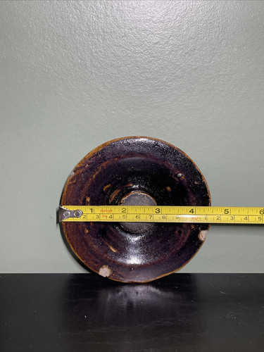 Brown Drip Glaze Replacement Lid Only Early 1900s 4 3/4” Diameter - Picture 7 of 8