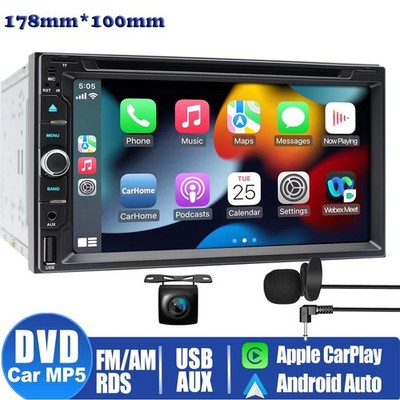 Camera + Touch Bluetooth Radio Double 2 Din Car Stereo DVD Player CD CarPlay GPS